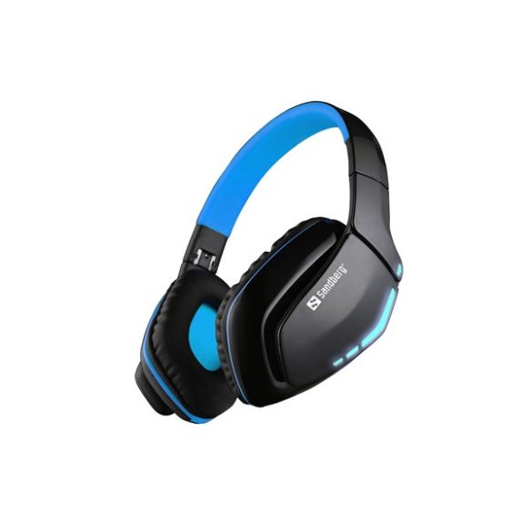 Sandberg Fejhallgató Vezeték nélküli - Blue Storm (Bluetooth; mikrofon; hangerőszab.; nagy-párnás; léptető gomb; fekete)