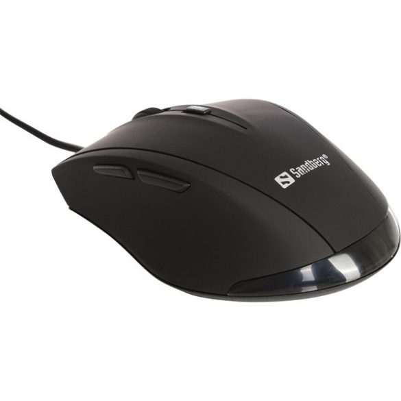 Sandberg Egér - USB Wired Office Mouse (Optikai; 1000-1600DPI; 5 gomb; fekete)