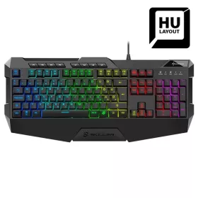   Sharkoon Billentyűzet - Skiller SGK4 (USB, RGB, csuklótámasz, multimédia, 1,8m, magyar, fekete)