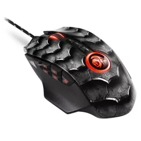   Sharkoon Egér Gamer - Drakonia II black (PixArt 3360; max.15.000DPI; súlyozható; memória; pikkely mintás; 180cm kábel)