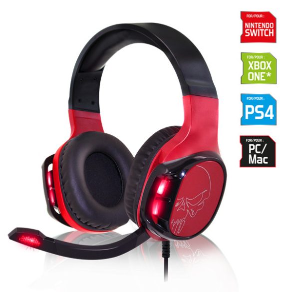 Spirit of Gamer Fejhallgató - ELITE-H60 Red (MultiPlatform, 2.0, mikrofon, Jack, hangerőszabályzó, nagy-párnás, piros)