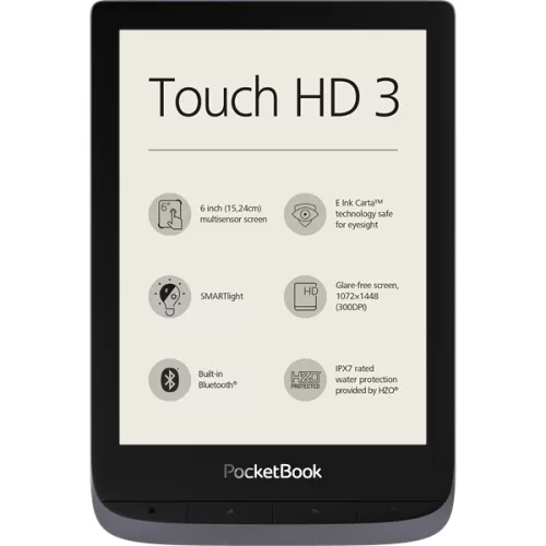 POCKETBOOK e-Reader - PB632 TOUCH HD3 Metálszürke (6" E-Ink, auto. háttérv., 2x1GHz, 512MB,16GB,1500mAh, wifi) - PB632-J-WW