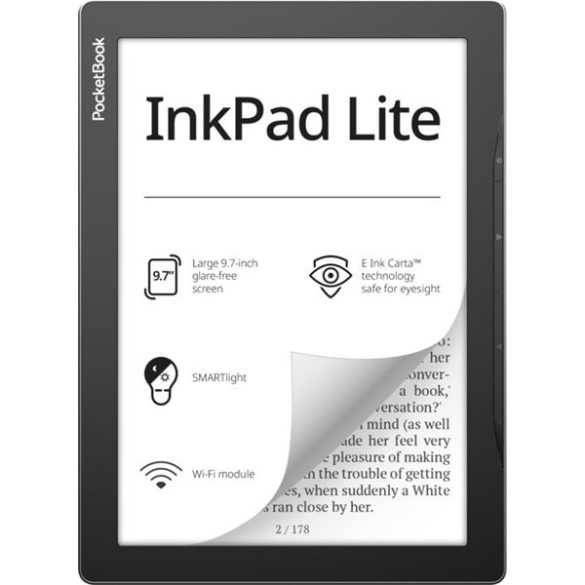 POCKETBOOK e-Reader PB970 INKPad Lite Fekete (9,7" E-Ink,automata háttérvilágítás,Dual CPU: 2x1GHz,8GB,2200mAh,wifi,mSD) - PB970-M-WW