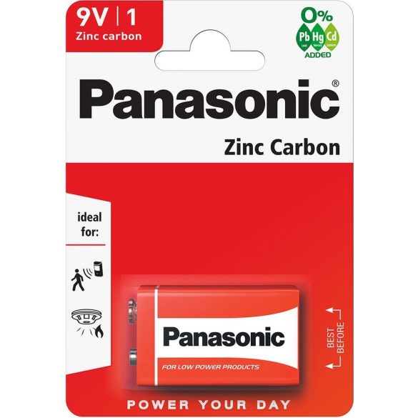 Panasonic Red Zinc 9V blokk cink-mangán tartóselem