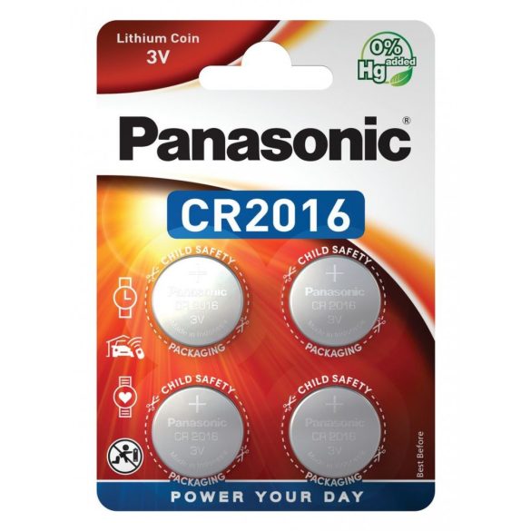 Panasonic CR2016EL/4B lítium gombelem (4db / bliszter)