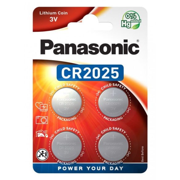 Panasonic CR2025EL/4B lítium gombelem (4db / bliszter)