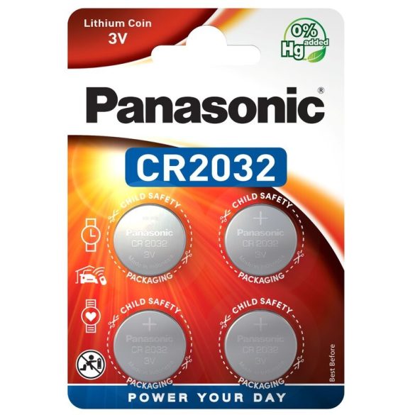 Panasonic CR2032EL/4B lítium gombelem (4db / bliszter)