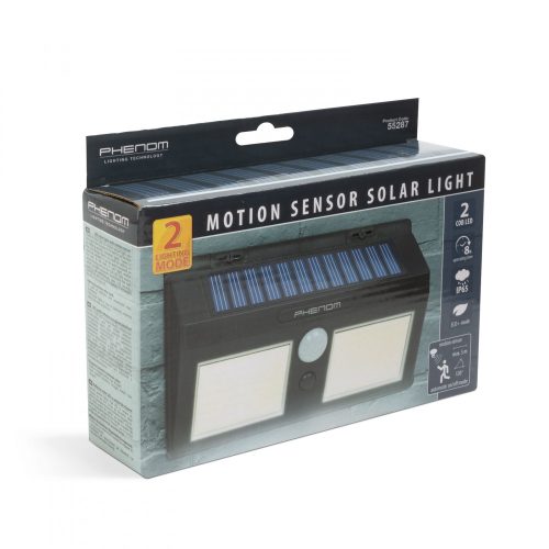 Phenom Mozgásérzékelős szolár reflektor - fali - COB LED (55287)