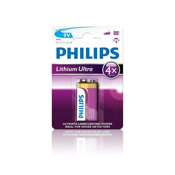 Philips 6FR61LB1A/10 elem lítium ultra 9v 1-bliszter
