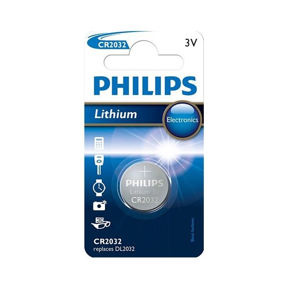Philips CR2032/01B gombelem lítium 3.0v 1-bliszter (20.0 x 3.2)