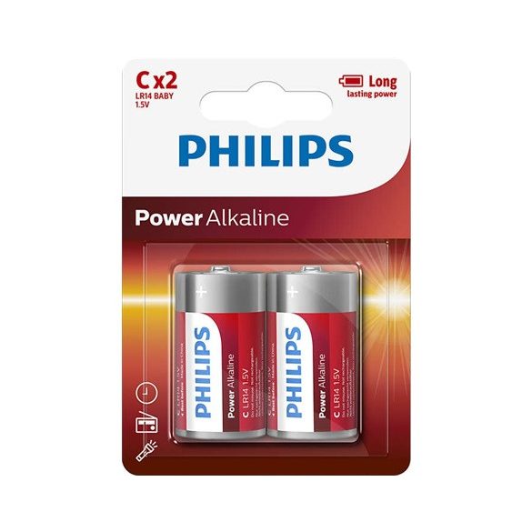 Philips LR14P2B/10 elem power alkali c 2-bliszter