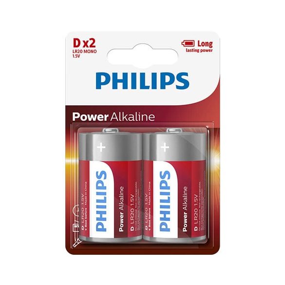 Philips LR20P2B/10 elem power alkali d 2-bliszter