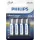 Philips LR6E4B/10 elem ultra alkali aa 4-bliszter
