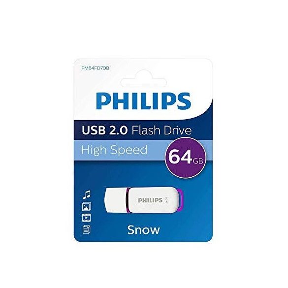 Philips Pendrive USB 2.0 64GB Snow Edition - fehér/lila