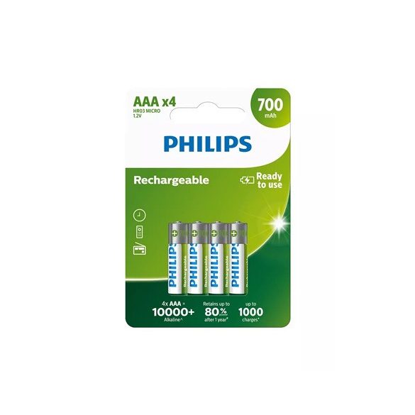 Philips R03B4A70/10 elem tölthető aaa 700 mah 4-bliszter