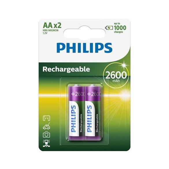 Philips R6B2A260/10 elem tölthető aa 2600 mah 2-bliszter