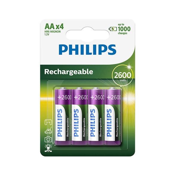 Philips R6B4B260/10 elem tölthető aa 2600 mah 4-bliszter
