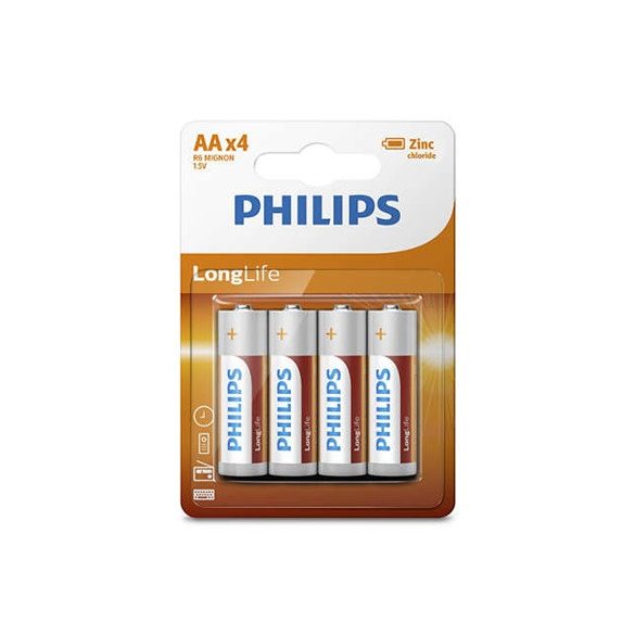 Philips R6L4B/10 elem longlife aa 4-bliszter