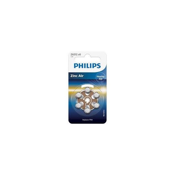 Philips ZA312B6A/00 akkumulátor hallókészhez cink-levegő 1.4v 6-bliszter