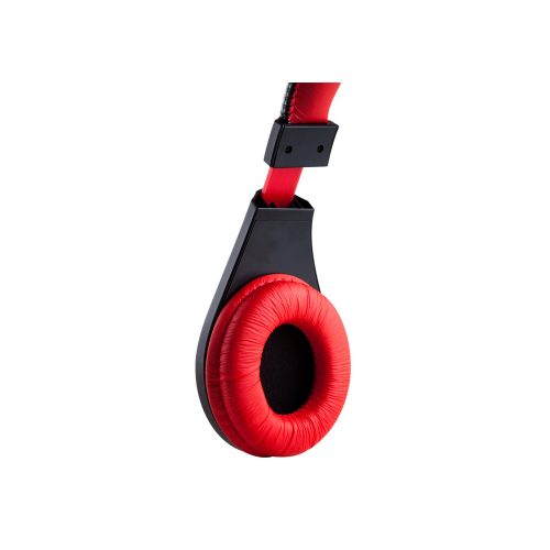 Rampage Fejhallgató - SN-R2 (mikrofon, 3.5mm jack, hangerőszabályzó, nagy-párnás, 2.2m kábel, fekete-piros)