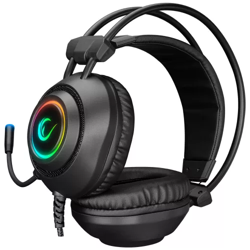 Rampage Fejhallgató - RM-K19 RAGING PLUS (7.1, mikrofon, USB, hangerőszabályzó, nagy-párnás, fekete, RGB LED)