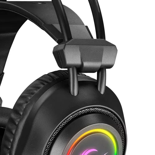 Rampage Fejhallgató - RM-K19 RAGING PLUS (7.1, mikrofon, USB, hangerőszabályzó, nagy-párnás, fekete, RGB LED)