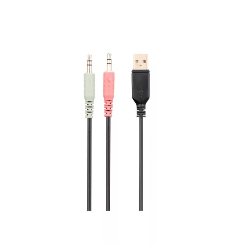 Rampage Fejhallgató - RM-K23 MISSION (mikrofon, USB, hangerőszabályzó, nagy-párnás, piros)