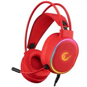   Rampage Fejhallgató - ROGUE (7.1, mikrofon, USB, hangerőszabályzó, nagy-párnás, piros, LED)