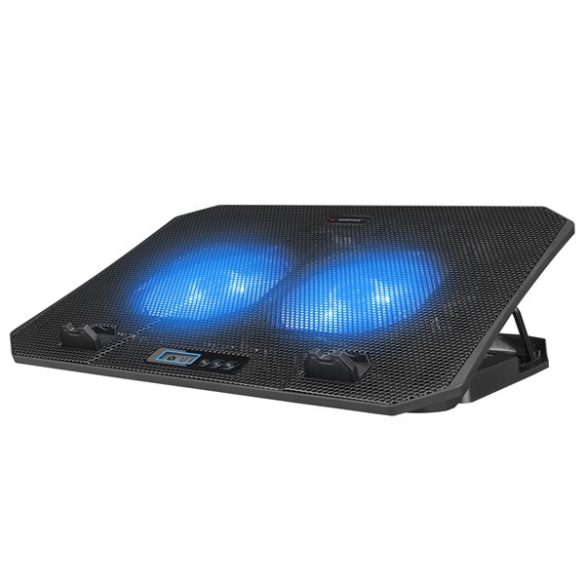 Rampage Notebook Hűtőpad 17"-ig - AD-RC44 SNOW (max 22 dbA, 86,6 m3/h, fém rács; 2x15cm venti, 2xUSB, LCD kijelző)