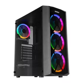   RAMPAGE 35219 rampage számítógépház - everest flat glass (fekete; plexi; atx; alsó táp; 4x120mm; 1xusb3.0 + 2xusb2.0, i/o; porszűrő)