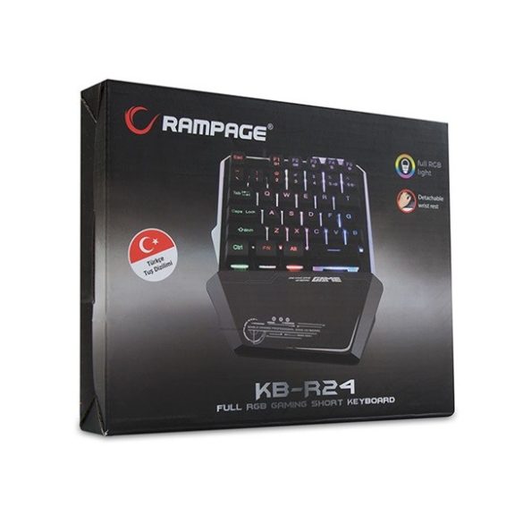 Rampage KB-R24 X-Mini egykezes gamer billentyűzet RGB LED