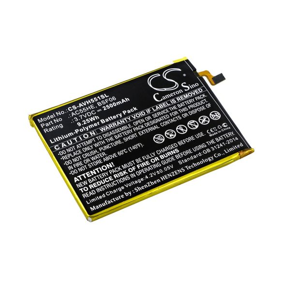 Archos  BSF06, AC55HE 3.7V 2500mAh utángyártott RealPower Li-Polymer akku