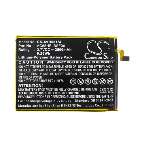 Archos  BSF06, AC55HE 3.7V 2500mAh utángyártott RealPower Li-Polymer akku