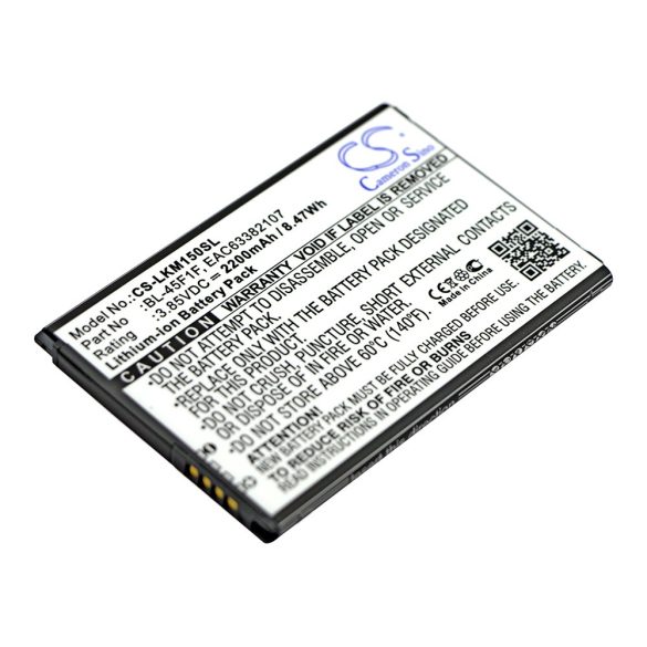 LG  EAC63382107, BL-45F1F 3,85V 2200mAh utángyártott RealPower Li-ion akku