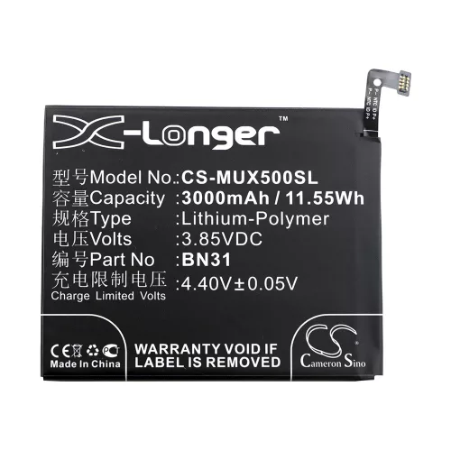 Xiaomi BN31 3,85V 3000mAh utángyártott RealPower Li-Polymer akku