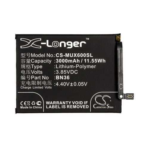 Xiaomi BN36 3.85V 3000mAh utángyártott RealPower Li-Polymer akku