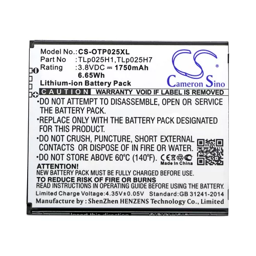 Alcatel  TLp025H7, TLp025H1 3,8V 1750mAh utángyártott RealPower Li-ion akku