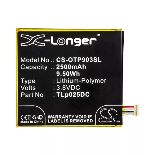 Alcatel TLp025DC 3.8V 2500mAh utángyártott RealPower Li-Polymer akku