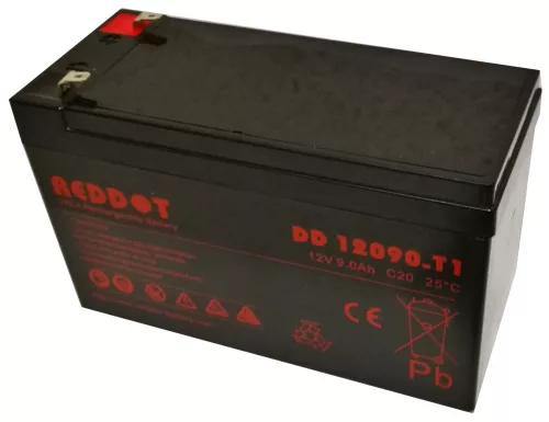 RedDot DD12090 12V 9Ah gondozásmentes AGM akkumulátor T1 (riasztóközpont, sziréna)