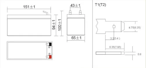 RedDot DD12090 12V 9Ah gondozásmentes AGM akkumulátor T1 (riasztóközpont, sziréna)