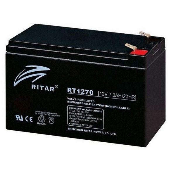 Ritar RT1270 12V 7Ah zselés akkumulátor T1