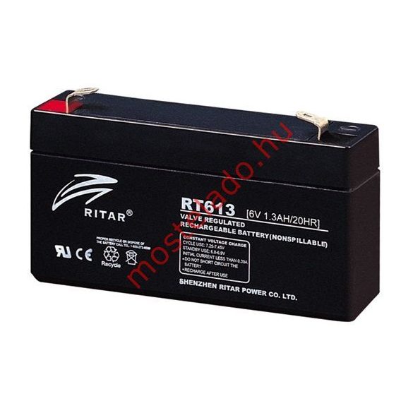 Ritar RT613 6V 1,3Ah zselés akkumulátor