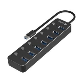   Sandberg USB Hub - USB 3.0 Hub 7 Ports (Bemenet: USB-A 3.0, Kimenet: 7x USB-A 3.0, 24cm, fekete)