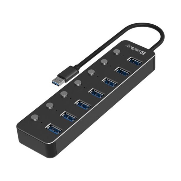 Sandberg USB Hub - USB 3.0 Hub 7 Ports (Bemenet: USB-A 3.0, Kimenet: 7x USB-A 3.0, 24cm, fekete)