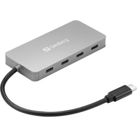   Sandberg USB Hub - USB-C to 4 x USB-C Hub (Bemenet: USB-C, Kimenet: 4x USB-C, 15cm, ezüst)