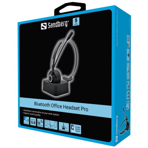 SANDBERG 126-06 sandberg wireless fejhallgató - bluetooth office headset pro (bluetooth 5.0; mikrofon; hangerő szabályzó; fekete)
