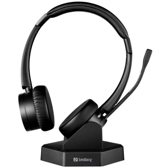 SANDBERG 126-18 sandberg wireless fejhallgató - bluetooth office headset pro+ (bluetooth 5.0; mikrofon; hangerő szabályzó; fekete)