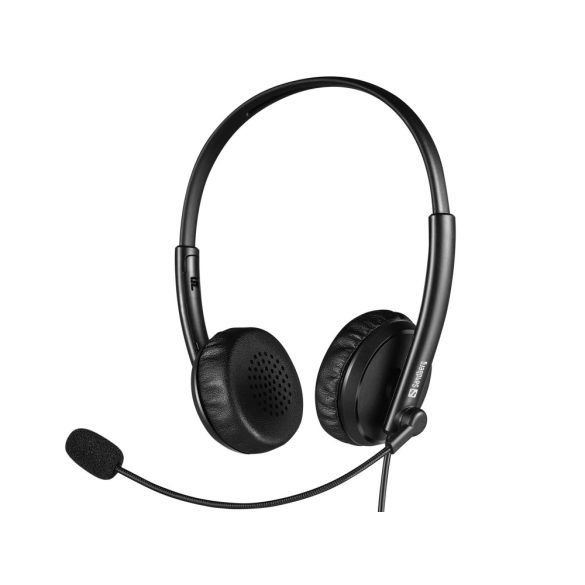 SANDBERG 126-21 sandberg fejhallgató - 2in1 office headset jack+usb (mikrofon; usb+jack; hangerő szabályzó; 1,5m kábel; fekete)