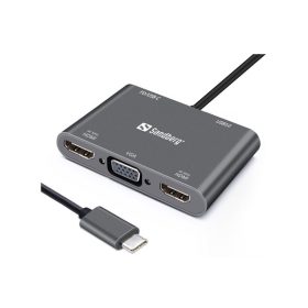  SANDBERG 136-35 sandberg notebook dokkoló - usb-c dock (usb-c bemenet; 2xhdmi+usb-a3.0+1xvga kimenet)