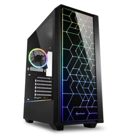   SHARKOON 4044951028153 sharkoon számítógépház -  lit 100 (fekete; üveg oldal; alsó táp; atx; 4x120mm rgb; 2xusb3.0; 1xusb2.0; i/o)